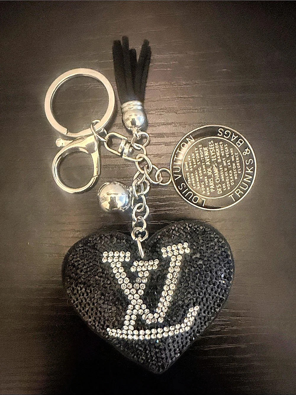 Inspired Black Heart Keychain Charm